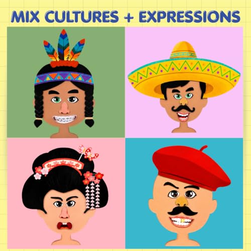 Image of CocoMoco Kids Funny Faces of the World Magnetic Game - 30+ Magnets Mix & Match Dress Up Game | Silly Face Maker Educational Activity Kit for Kids Age 3 to 6 Years | Birthday Return Gift (Pack of 1)