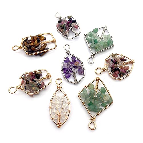Pendentifs en pierre semi-précieuse améthyste et quartz géométriques - 3