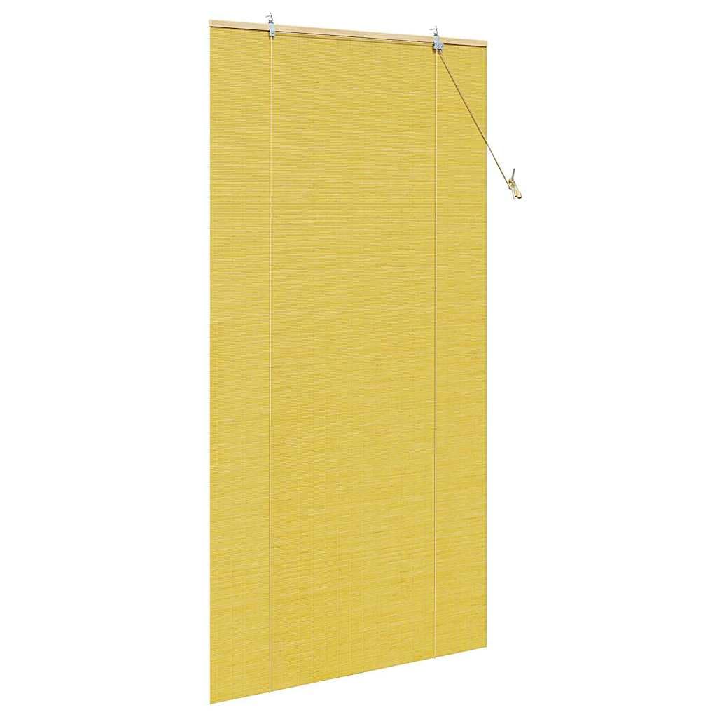 Roleta bambusowa, żółta, 110 x 220 cm, do okien i drzwi, odporna na promieniowanie UV roleta maskująca z uchwytami zaciskowymi, roleta przeciwsłoneczna filtrująca światło do salonu, sypialni