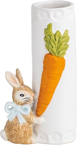 Easter Blue Bow Bunny Bud Vase