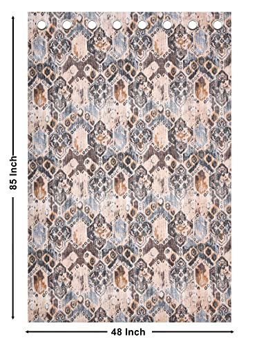 Image of LINENWALAS Cotton Curtains for Long Door Set of 2, Linen Textured Doors Curtains for Home Decor, Hangs Elegantly with Eyelet Rings (4.5ft x 8 ft,) Ikat