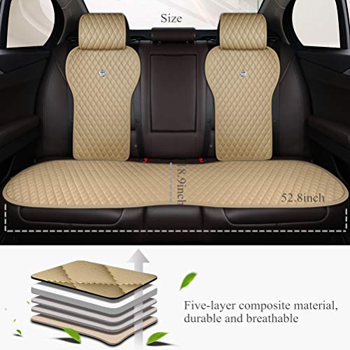 Red Rain Beige Universal Seat Covers Leather Seat Cushions Cover Luxury Seat Protector 2/3 Covered 11Pcs Fit Car/Auto/Truck/Suv/Van (A-Beige) #TOP2
