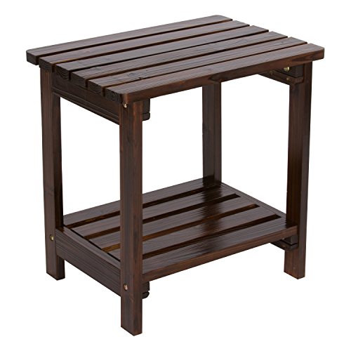Shine Company 4104Bb Rectangular Wooden Indoor/Outdoor Patio Side Table, Burnt Brown #TOP2