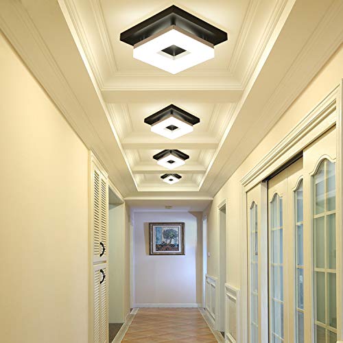 Anmaice 8In Flush Mount Led Ceiling Light Fixtures 8 Watt Modern Adjustable Color Temperature Ceiling Lights For Hallways Balcony Cloakroom Small Closet Washrooms Stairwell Square Black #TOP3