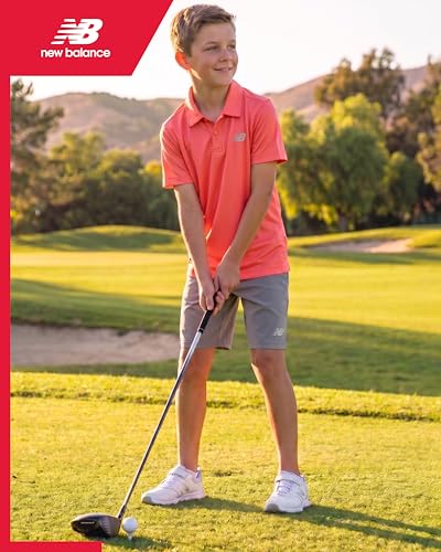 Image of New Balance Boys Short Set - 2 Piece Short Sleeve Collared Golf Boys Polo Shirt & Athletic Shorts for Outdoor Activities