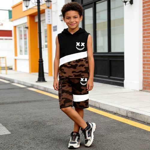 Image of Boys Clothes 2 Piece Size 6-13Y Short Sleeve T-Shirt & Shorts Set Casual Kids Boys Spring Summer Outfits