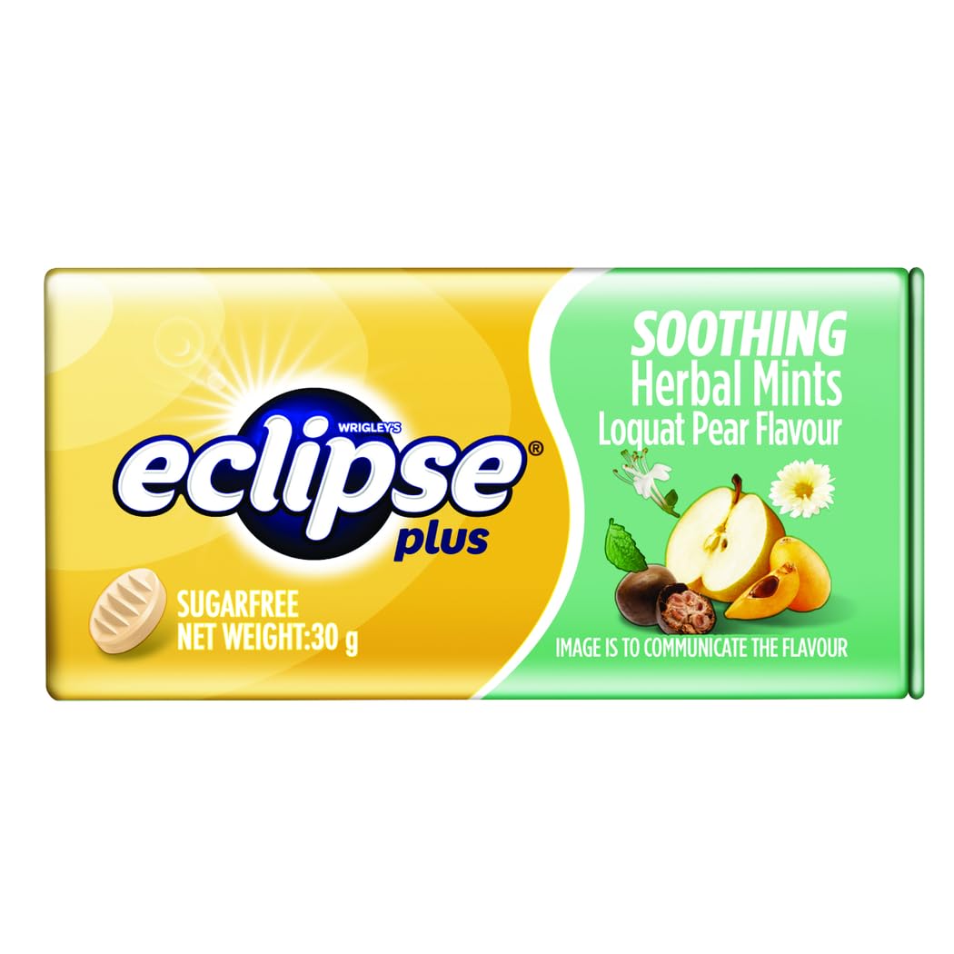 Wrigley's Eclipse Plus Sugarfree Soothing Herbal Mints - Loquat Pear Flavour (30g)