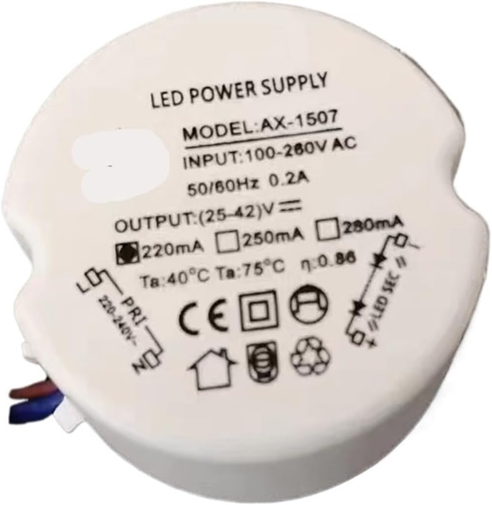 Round LED Constant Current Drive Power Supply Spotlight Transformer Ballast 12W24W18W(25W/25-42V/580mA)