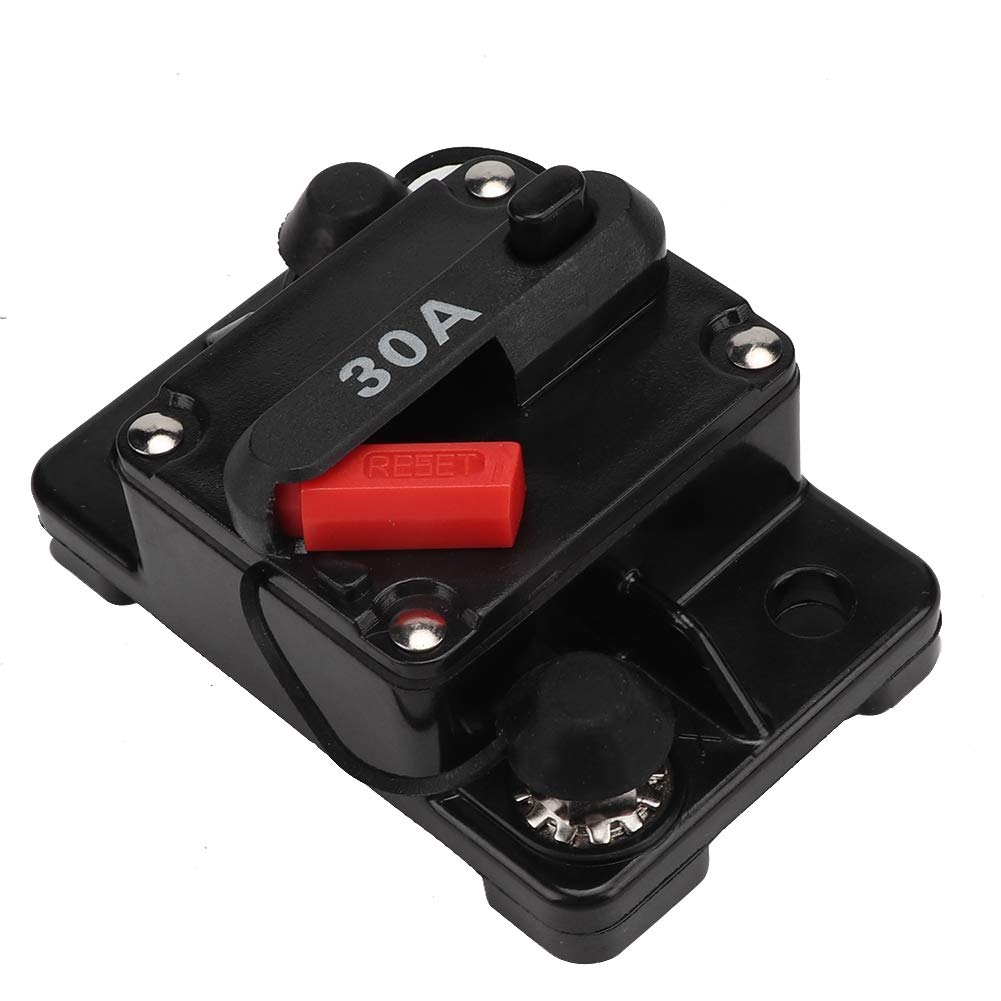 EVGATSAUTO 12V 30A/40A/60A Inline wyłącznik bezpiecznikowy falownik samochodowy stereo audio resetowalny samonaprawialny reset bezpiecznika (30A)