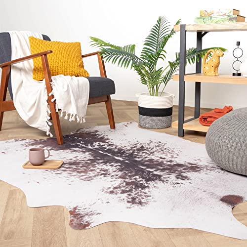 FRAAI | Home & Living Kuhfell - Bovine Weiß Dunkelbraun - 155x190cm - Rindsleder Teppich -...