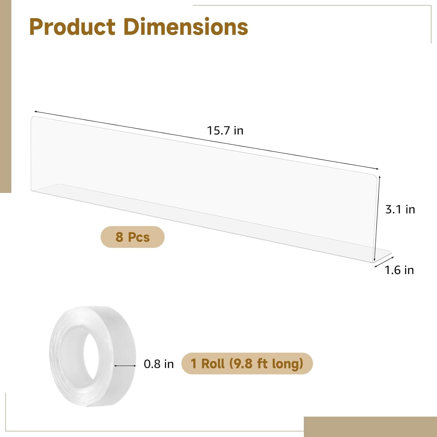 8 Pvc Gap Bumpers, Under Couch/Bed Blockers 15.7×1.6×3.1 In, Clear L-Shaped Stoppers, Double-Sided Tape, Blocks Dust, Pets, Toys