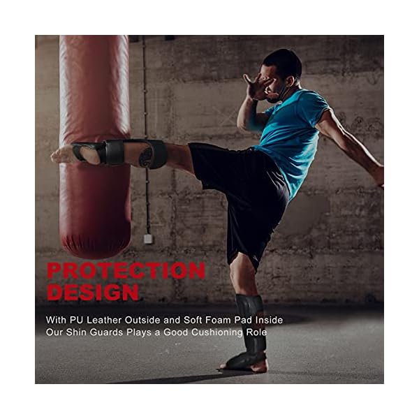 FIVING-MMA-Martial-Arts-Shin-Guards--Padded-Adjustable-Muay-Thai-Leg-Guards-with-Instep-Protection-for-KickboxingMMA-Training-and-Sparring--Durable-Professional-MMA-Equipment FIVING MMA Martial Arts Shin Guards – Padded, Adjustable Muay Thai Leg Guards with Instep Protection for Kickboxing/MMA Training and Sparring – Durable, Professional MMA Equipment (Black, Large)