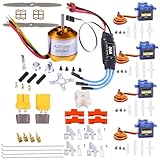 DIY RC Plane Kit, A2212 KV2200 Brushless Motor, 30A Esc Brushless Motor Speed Controller,SG90 Servo, 6x4 Prop, TXT60 Plug, Z-Wire, Motor Seat, Rudder Angle & Connector Protectors – Fixed-Wing Parts
