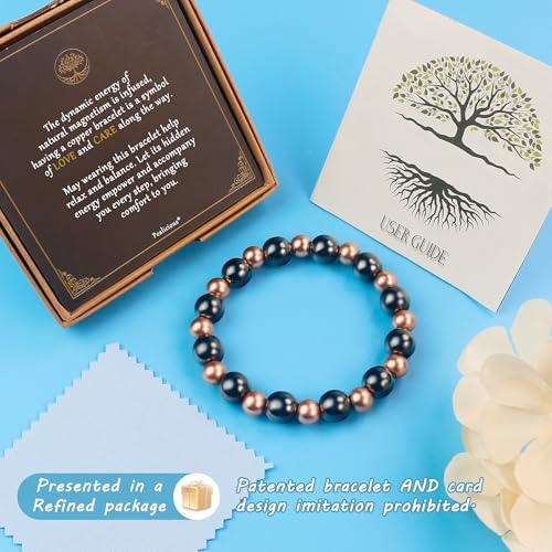 Pulseras de cobre para hombre con 3800 Gauss y cuentas elásticas de alta pureza 3