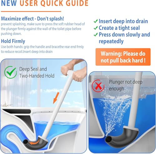 Image of Upgraded Toilet Plunger with Holder, Wall Mounted Toilet Bowl Plunger with Hideaway Caddy, Dual Handle Plunger for Bathroom Built-in Drip Tray