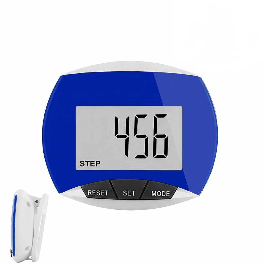 Pedometer Step Counter, 3D Portable Sports Pedometer Step Tracker with Detachable Clip Simple Step Counter for Walking with Large Display Accurately Track Steps for Men Women and Children (Blue)