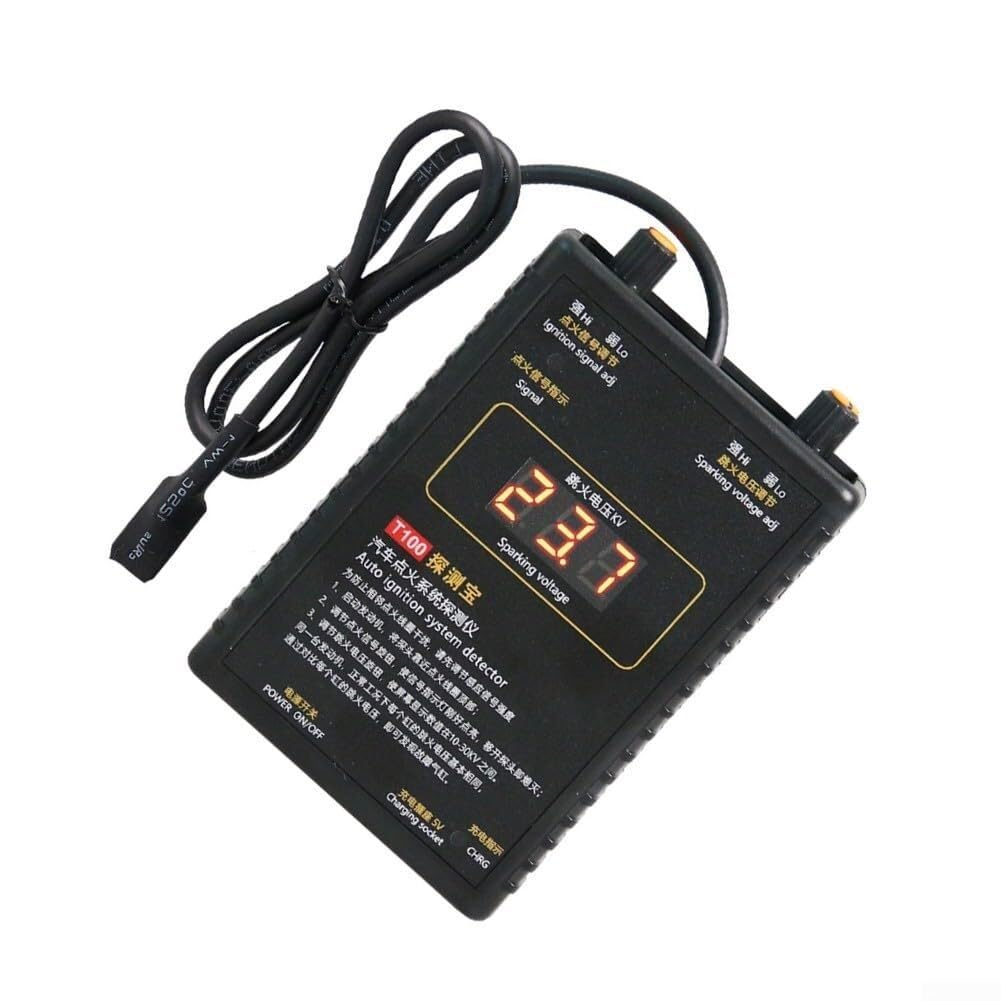 Testador del sistema de encendido del automóvil T100 Analizador de bobina de encendido 0-50kV Detector de tensión de chispa para motores portátiles de 12V 24V y gas natural