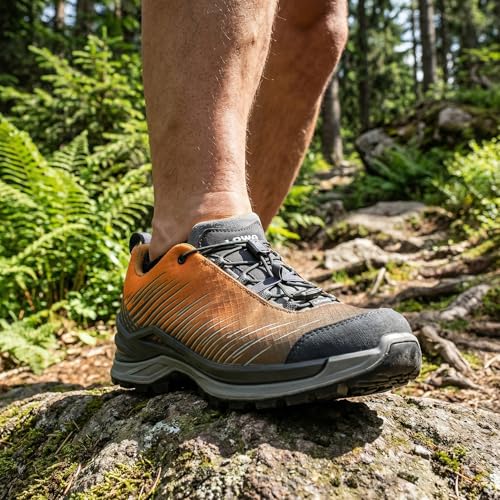 LOWA Multifunktionsschuhe Zirrox 2 GTX Lo SL wasserdichte und komfortable Herren Sportschuhe mit griffiger Laufsohle Orange/Grey EU 43,5
