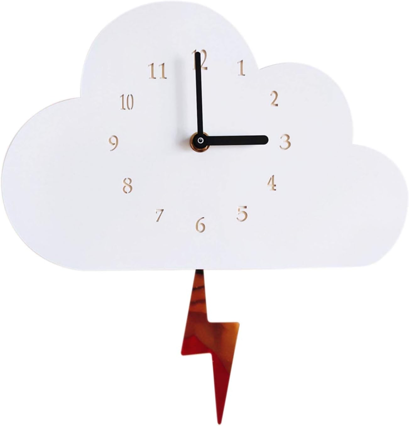 Reloj de pared de madera con flash giratorio en forma de relámpago, reloj de pared, reloj de pared, decoración artística para habitación infantil