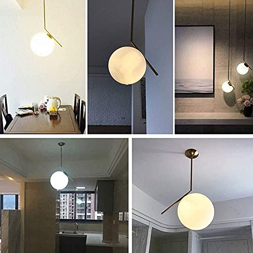 Lámpara colgante de hierro dorado resistente E27 con vidrio blanco para cocina 5