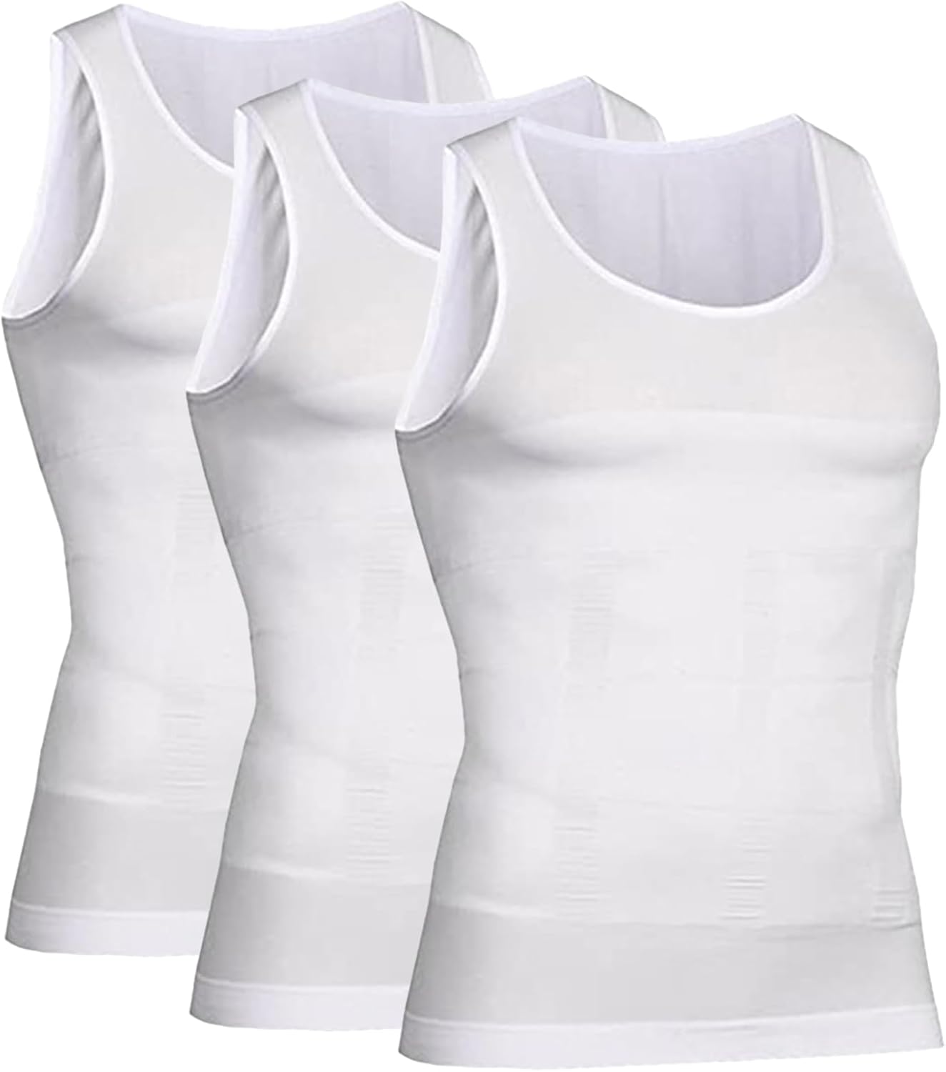 3Pack Body Shaper Slimming Tummy Vest for Men, Compression Shirt Vest Workout Tank Top Shapewear