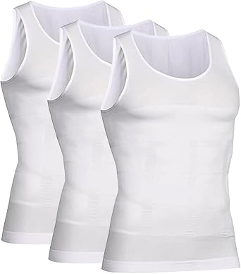 3Pack Body Shaper Slimming Tummy Vest for Men, Compression Shirt Vest Workout Tank Top Shapewear