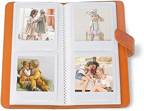 Mini Photo Album for Fujifilm Instax Square SQ6, 80 Pockets Premium PU Leather Film Wallet for Instax Square SQ1/SQ10/SQ20/SQ6 Instax Camera and SHARE SP-3 Polaroid Printer-Orange