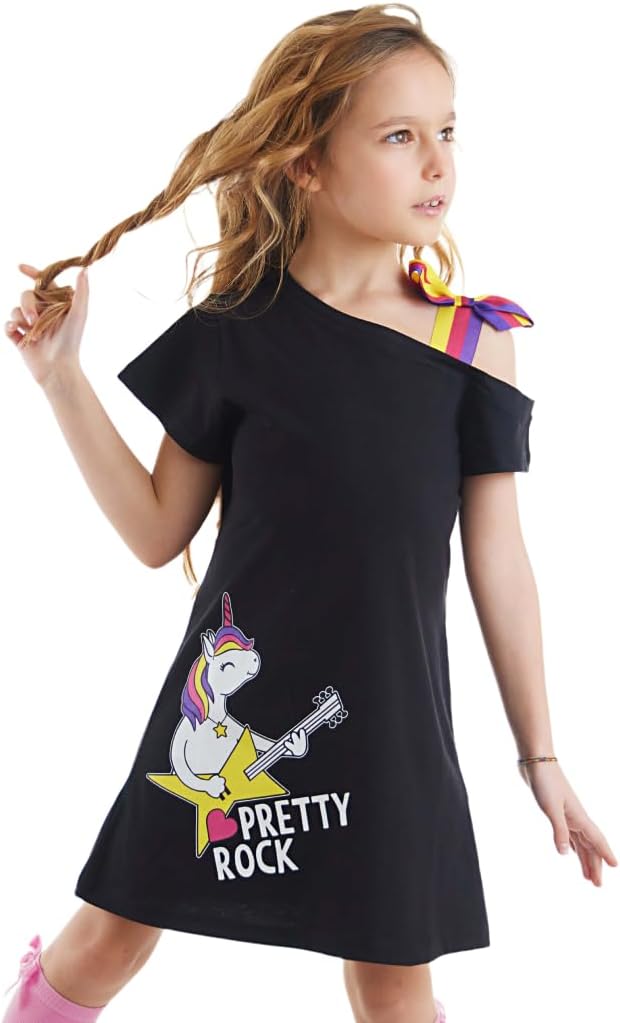 Unicorn Rock Kız Çocuk Siyah Elbise