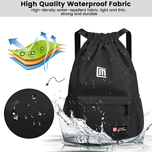 Pystuvo Drawstring Gym Bag, Large Drawstring Bags With Mesh Pockets Water - Image 4