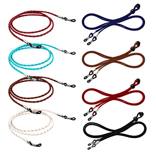 8 PCS Eyeglasses Holder Straps, Adjustable Eyeglass Chains Leather Glasses Strap Glasses Lanyard Holders Eyewear Retainer for Men Women