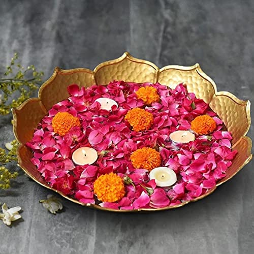 Psqurmart Traditional Metal Iron Urli For Flower Decor Centre Table Lotus Urli Bowl Tealight Holder Decor, Christmas Diwali Candle Holder Width 12 Inch #TOP1