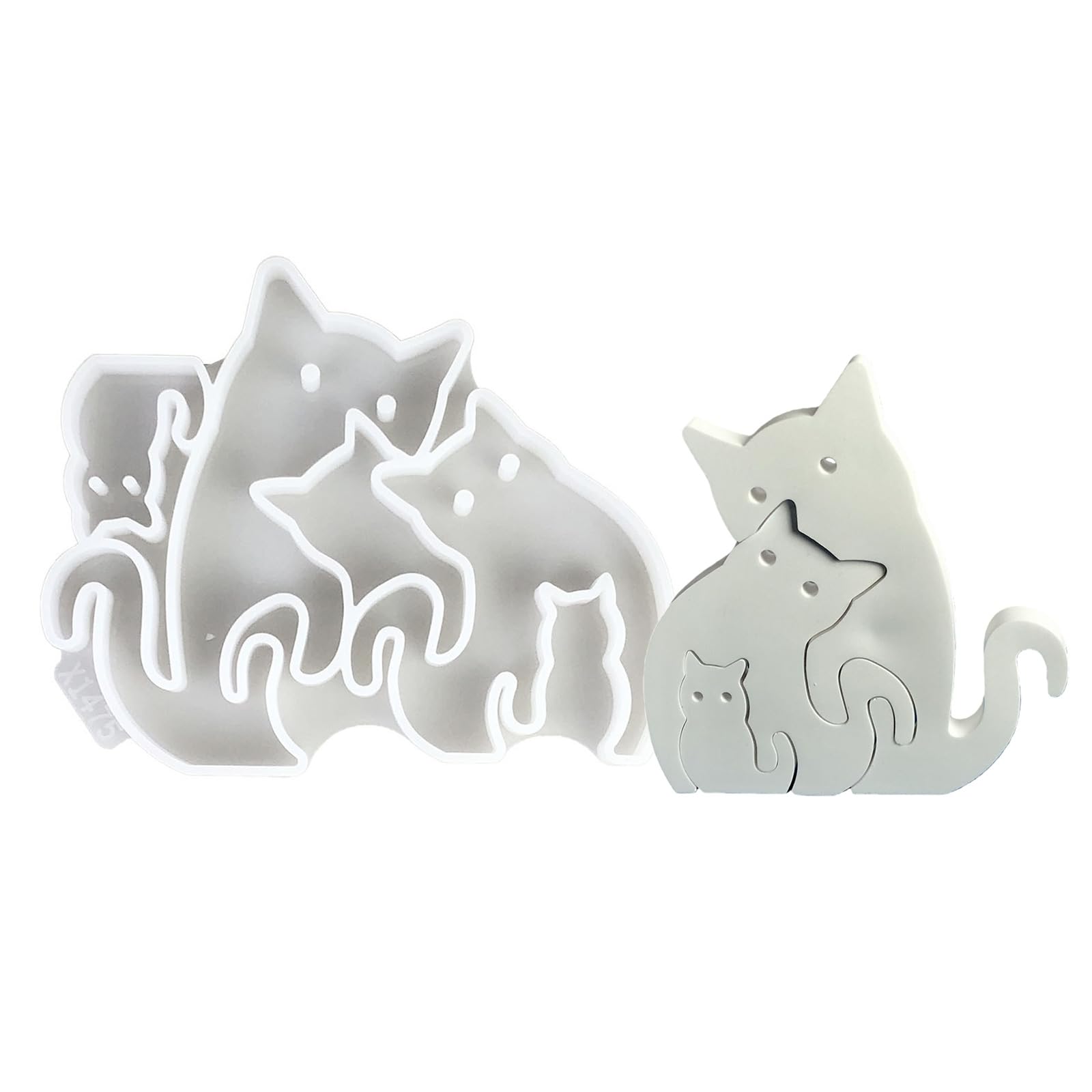 fexxkg Silicone Cats Figurine Silicone Mold For Craft Project With 3 Shape Cats For Resin Gypsum And Chocolate Candle Making