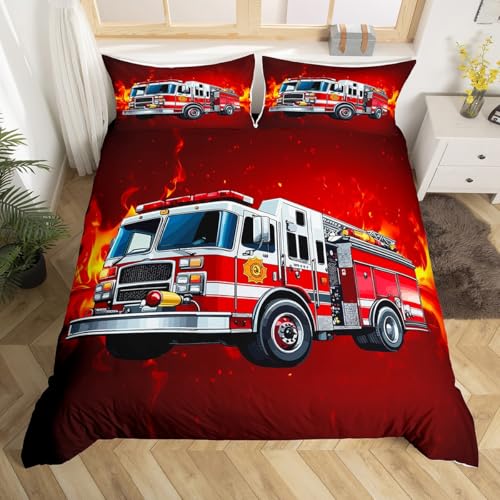 Feelyou Firefighter Duvet Cover Full Size for Boys Girls Children Teens