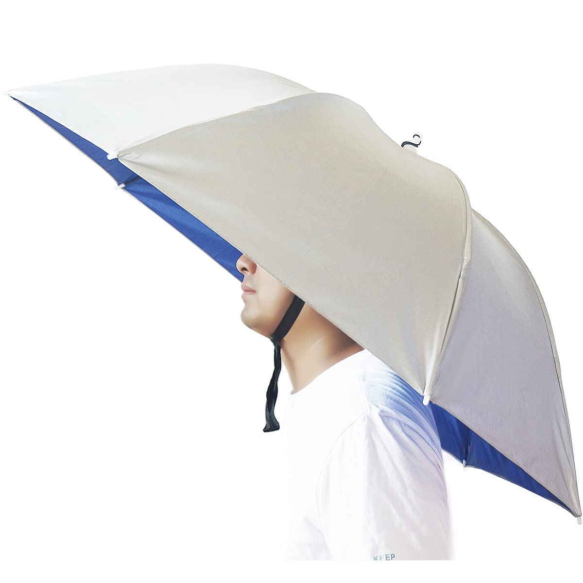 Chapeau Parapluie, 37 Pouces Chapeau Parasol de Tete, Adulte Ombrelle de Tête, Parapluie de Tete Pliable pour La Pêche, Le Jardinage, Le Golf, Le Plein Air