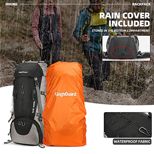 Image of King'sGuard 70L Hiking Backpack with Rain Cover Lightweight Waterproof Travel Camping Backpack Large Backpacking Pack