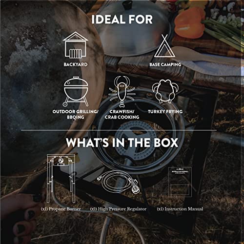 GasOne-Propane-Single-Burner-Camp-Stove-with-High-Temp-Paint-Red-QCC-Steel-Braided-Regulator-with-Height-Adjustable-Leg