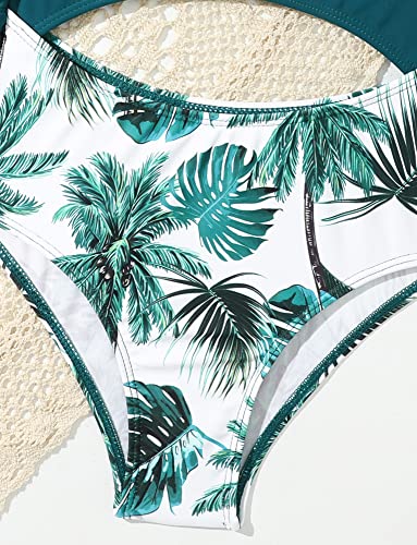 Image of SEAUR Girls One Piece Swimsuits Summer Beach Hawaiian Bathing Suits Kids Colorblock Swimsuit Cute Printed Cutout Swimwear