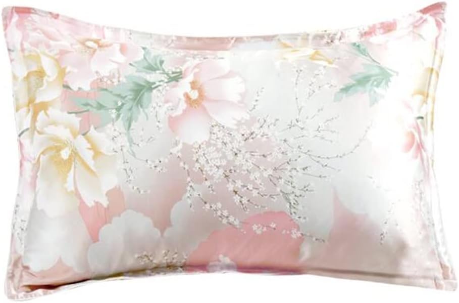 Silk Pillowcase Beautiful Landscape Chinese Ink Pattern Pillowcase Floral Print Silk Pillowcase