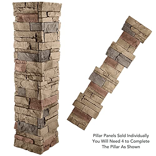 GenStone Faux Stacked Stone Flat Pillar Cap 13.5" x 13.5" x 1.75" in Desert Sunrise Color for Do It Yourself Friendly Home Improvement Projects2