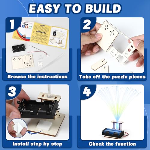6 Set STEM Kits for Kids Age 6-8 8-10, Bulk Fiber Optic Lights Science Experiments for Classroom, STEM Activities Toys for Boys Girls 8-13 Year Old Gift, Circuit Building Kit, Electric Craft Projects - Image 9