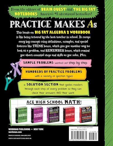 The Big Fat High School Algebra 2 Workbook: 400+ Algebra 2 Practice Exercises (Big Fat Notebooks) - Image 2