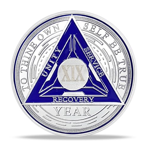 Image of Imasoner 19 Year Sobriety Coin Alcoholics Anonymous Medallion Sobriety Chip Anniversary Token Recovery Gift