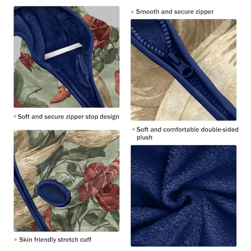 Ducks Among Roses Pattern Toddler Fleece Jacket Girl Boys Hooded Fleece Jacket Coat Warm Outwear Zip-up 3-10T3