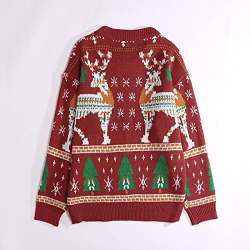YHEGHT Suéter masculino e feminino de Natal fashion casual personalidade retrô Natal estampado suéte