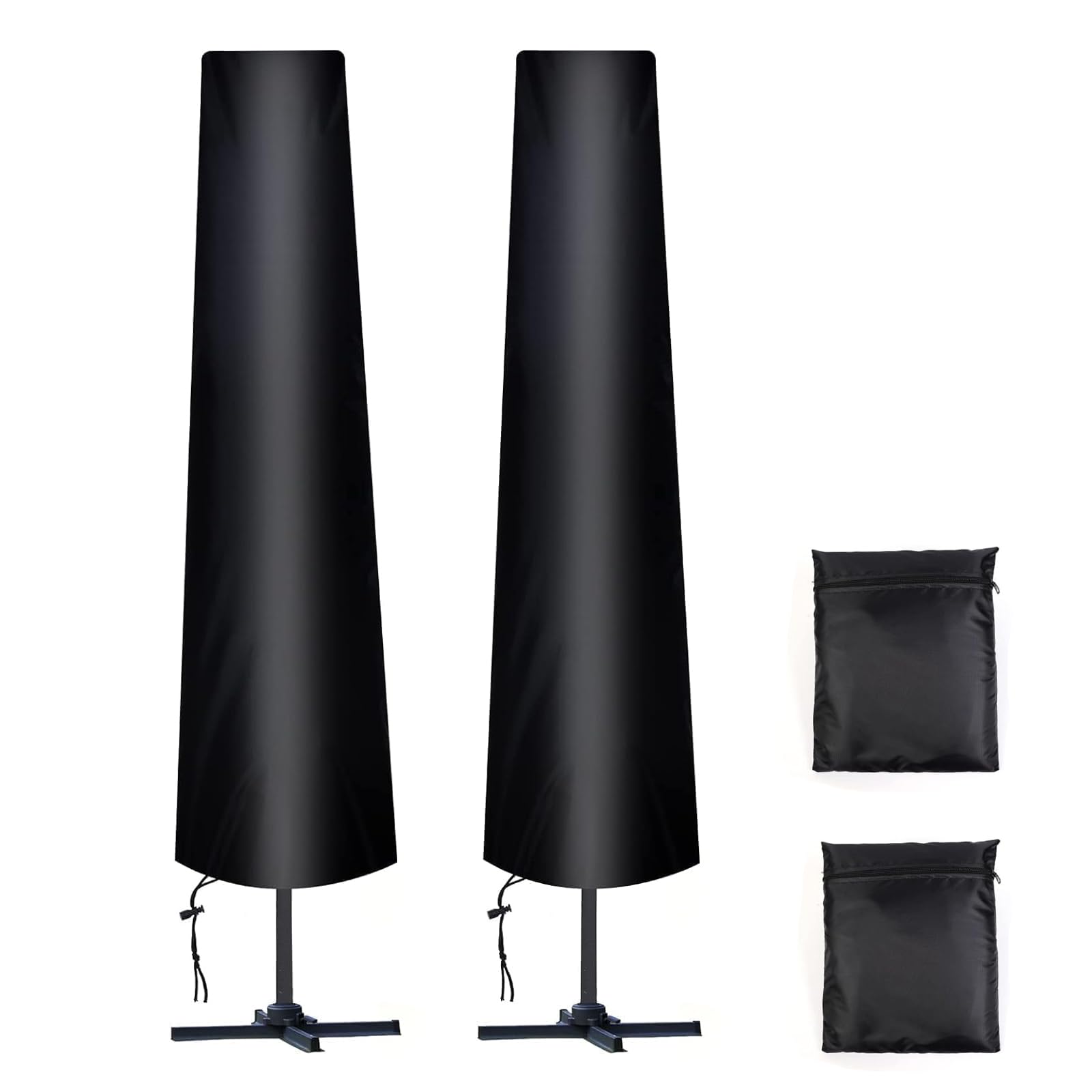 AiQInu Housse Parasol Droit Ø 300 cm, 2 Pièces 210D Oxford Housse de Protection pour Parasol avec Sac de Rangement, Résistant aux Intempéries, aux UV, à la Neige