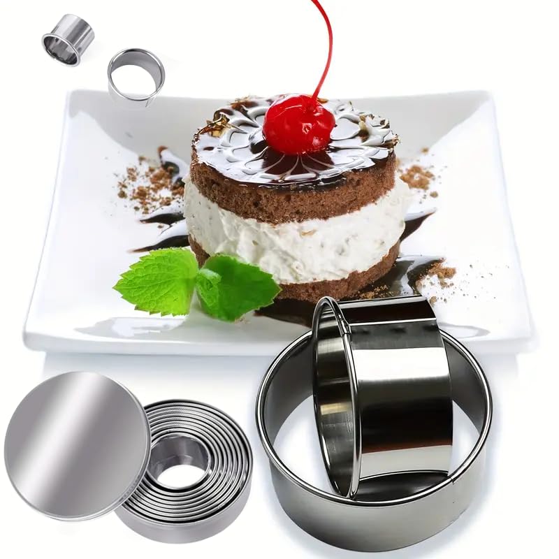 12-Piece Round Cookie Biscuit Cutter Set with Graduated Circle Design for Pastry, Pie, and Baking Molds, Premium Stainless Steel Ring Shaper Tools for Professional Kitchen Use