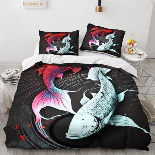 Housse de couette poisson anti-plis en microfibre douce 3 pièces - 6
