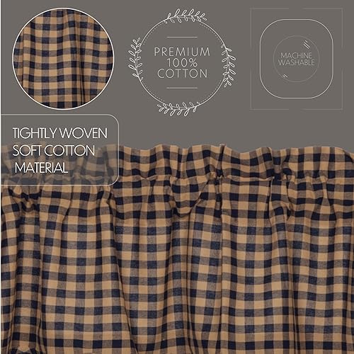 VHC-Brands-4-Pieces-Navy-Check-Scalloped-Swag-Curtains-4-Panels-36x36x16 VHC Brands 4 Pieces Navy Check Scalloped Swag Curtains 4 Panels 36x36x16