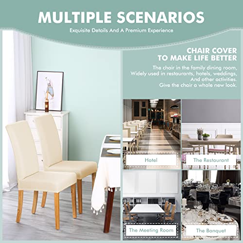 Dasory Water Repellent Dining Room Chair Covers Stretch Spandex Fabric Chair Cover Parsons Chair Slipcover Chair Covers For Dining Room,Set Of 2,Cream #TOP6