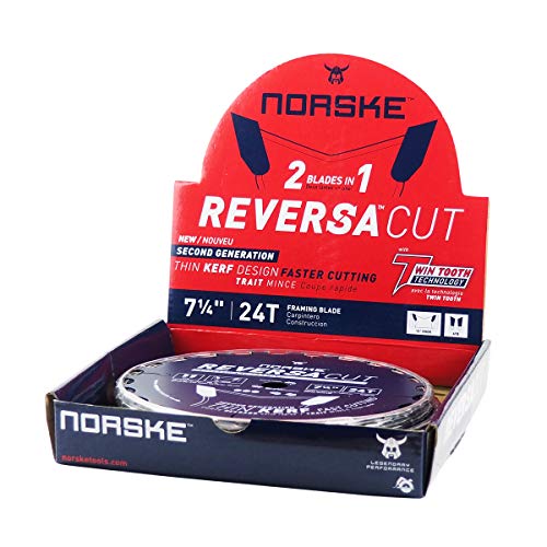 Norske Tools Ncsbp290Mp 7-1/4 Inch X 24 Teeth Reversa Cut Thin Kerf Framing Saw Blade Japanese Steel 5/8 Inch Bore With Diamond Knockout One Blade With Double Life Time (10 Pack) #TOP1